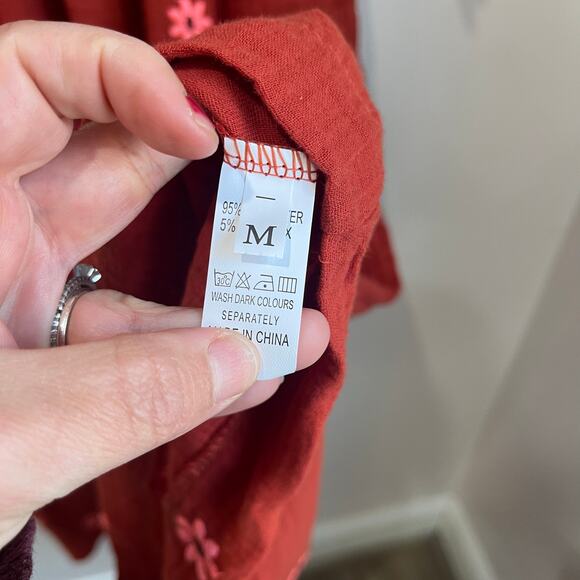 Boutique Boho Smocked Bodice Long Sleeve Maxi Dress in Rust Size Medium - Picture 8 of 9